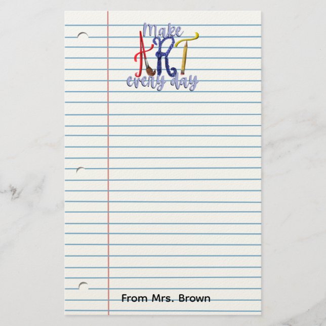 Cuaderno de notas del profesor de arte de papel ra (Anverso)