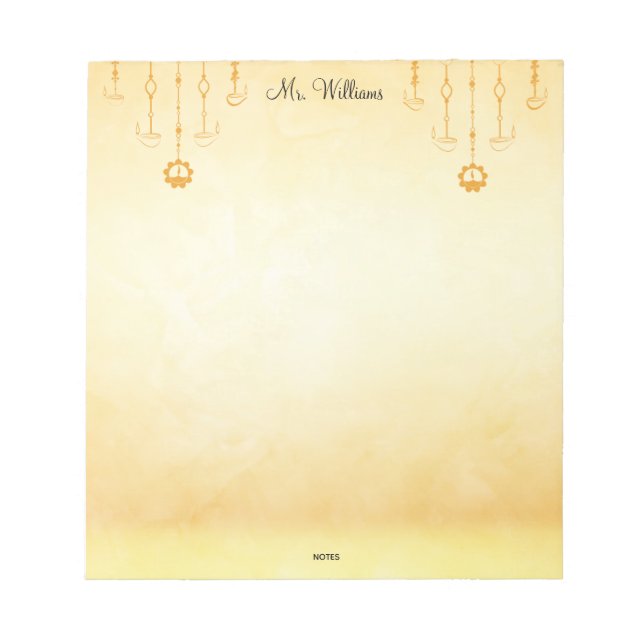 Cuaderno de notas elegante dorado para profesores (Frente)