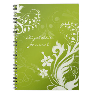 Cuaderno de notas elegante en blanco verde persona
