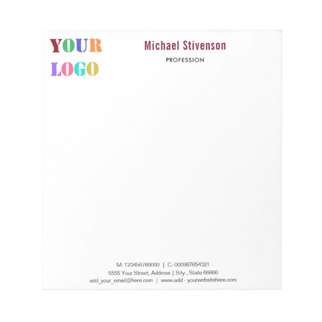 Cuaderno de notas empresarial con logotipo persona (Frente)