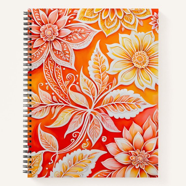 Cuaderno de notas en espiral de arte de Batik flor (Anverso)