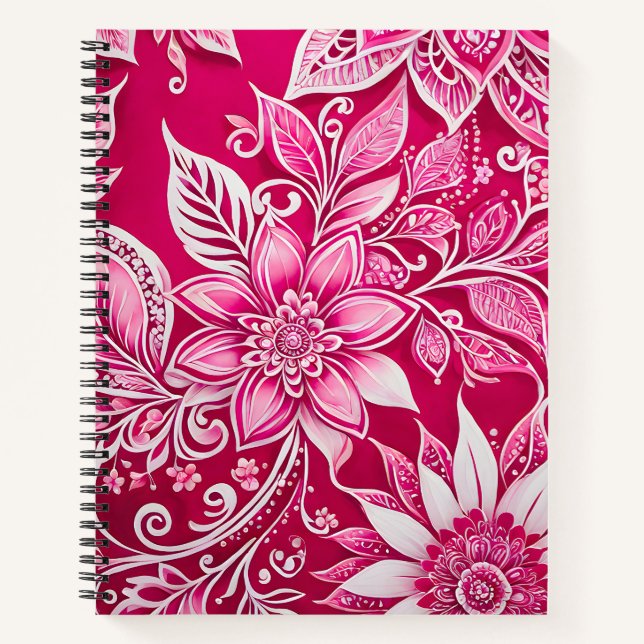 Cuaderno de notas en espiral de arte de Batik flor (Anverso)