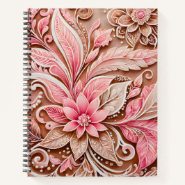 Cuaderno de notas en espiral de arte de Batik flor