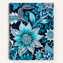 Cuaderno de notas en espiral de arte de Batik flor