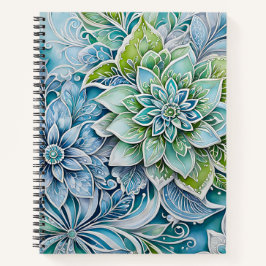 Cuaderno de notas en espiral de arte de Batik flor