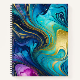Cuaderno de notas en espiral de arte de la tinta d