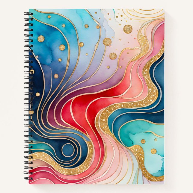 Cuaderno de notas en espiral de arte de tinta abst (Anverso)