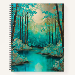 Cuaderno de notas en espiral de arte del bosque de