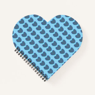 Cuaderno de notas en espiral de corazones azules c