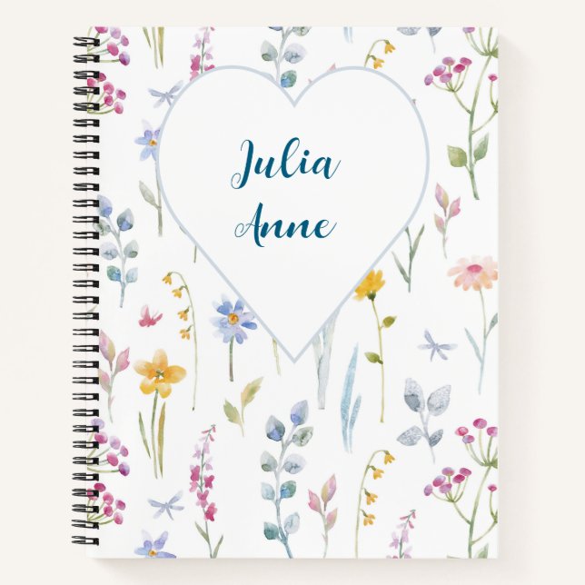 Cuaderno de notas en espiral de flores silvestres  (Anverso)
