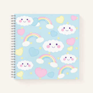 Cuaderno de notas en espiral de nubes de arcoiris 
