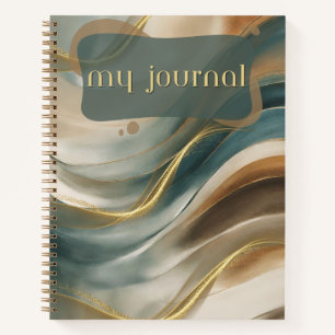 Cuaderno de notas en espiral de ola de oro de mi d