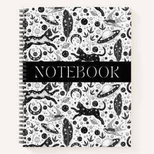 Cuaderno de notas en espiral de planetas de gatos 