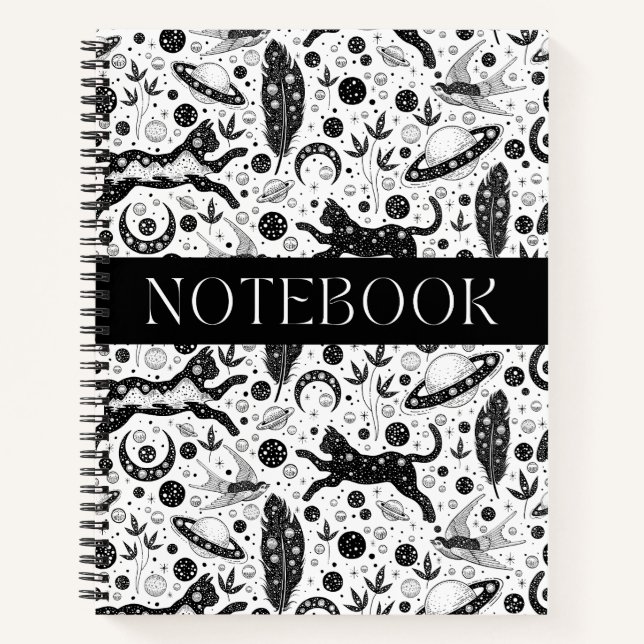 Cuaderno de notas en espiral de planetas de gatos  (Anverso)