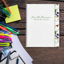 Cuaderno de notas en espiral de profesores de hoja