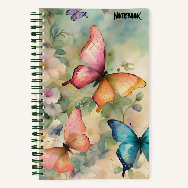 Cuaderno de notas en espiral de sueños de mariposa (Anverso)