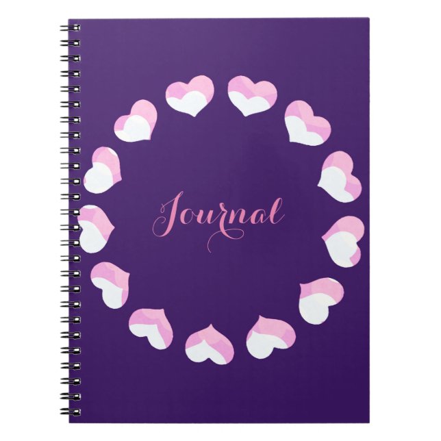Cuaderno de notas en un círculo rosa morado (Frente)