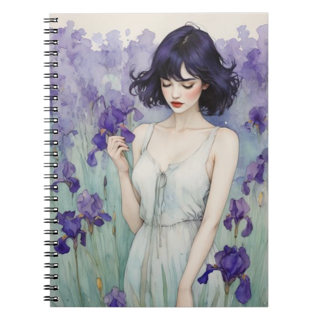 Cuaderno de notas entre flores de lirio (Frente)