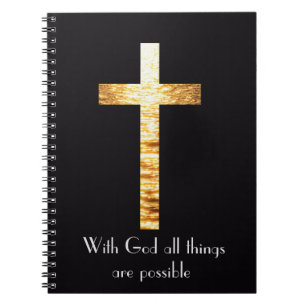 Cuaderno de notas espiral Cruz de Oro con Dios