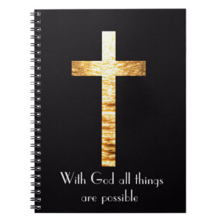 Cuaderno de notas espiral Cruz de Oro con Dios