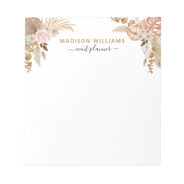 Cuaderno de notas floral acuarela boho (Frente)