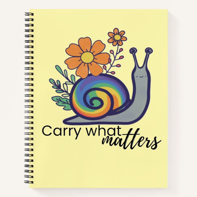 Cuaderno de notas floral arcoíris retro lindo de c (Anverso)