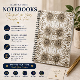 Cuaderno de notas floral beige elegante