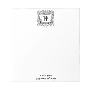 Cuaderno de notas floral de Mongram del art déco