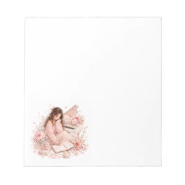 Cuaderno de notas floral de piano rosa suave