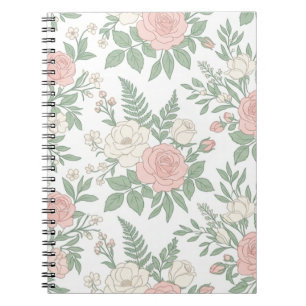 Cuaderno de notas floral rosa vintage elegante