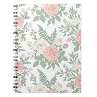 Cuaderno de notas floral rosa vintage elegante