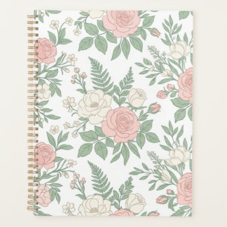 Cuaderno de notas floral rosa vintage elegante