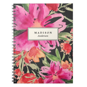 Cuaderno de notas florales brillantes