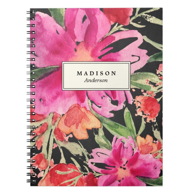 Cuaderno de notas florales brillantes (Frente)