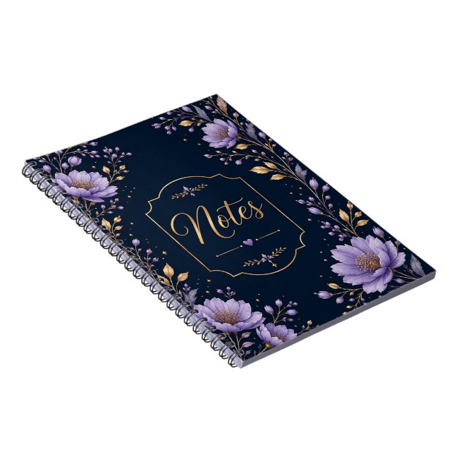 Cuaderno de Notas Florales de Lavanda Elegante (Lado Derecho)