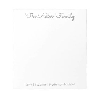 Cuaderno de notas gris de familia con letra simple