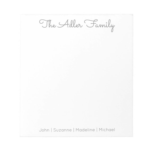 Cuaderno de notas gris de familia con letra simple (Frente)