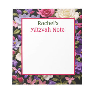 Cuaderno de notas Mitzvah de rosas rosadas para ni
