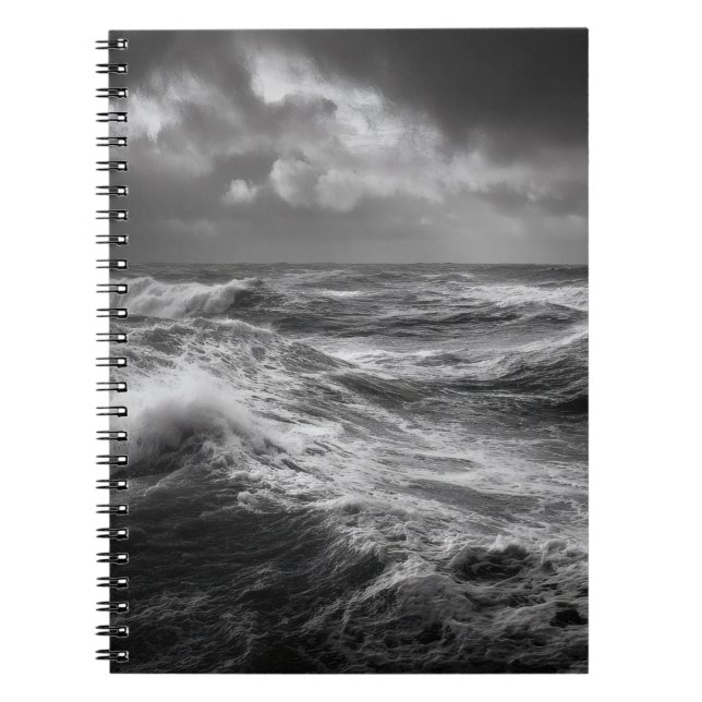 Cuaderno de notas negras para las olas del océano  (Frente)