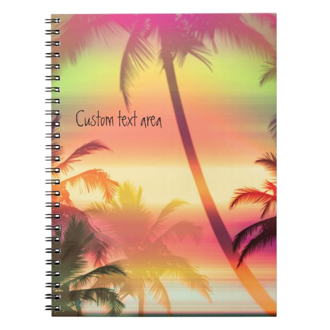 Cuaderno de notas Palma Tropical Calor Rosa (Frente)
