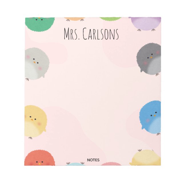 Cuaderno de notas para maestros con pollitos y lun (Frente)