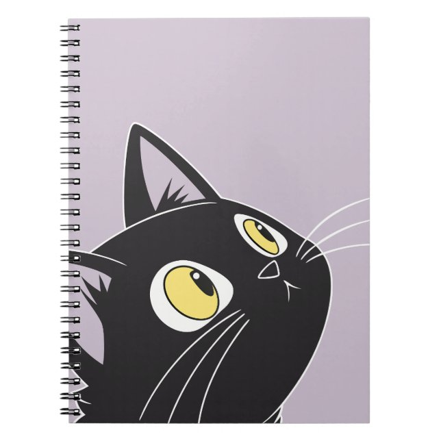 Cuaderno de notas para niños con gato negro lindo  (Frente)