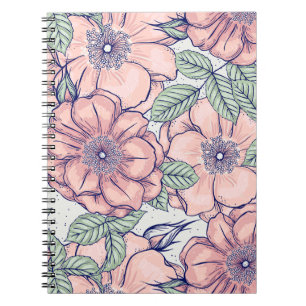 Cuaderno de notas   Patrón de Flor Rosa