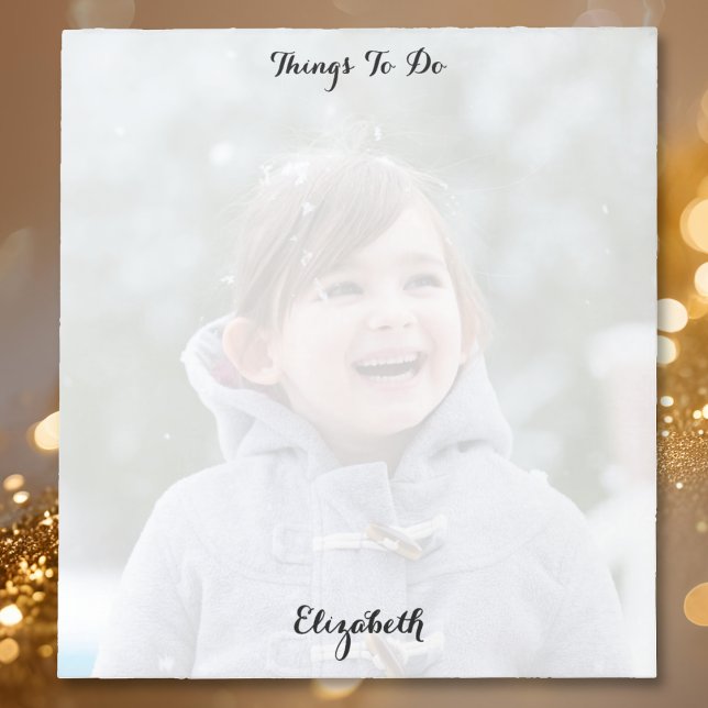 Cuaderno de notas personalizado con foto monograma (Custom Photo Monogrammed Things To Do List Notepad)