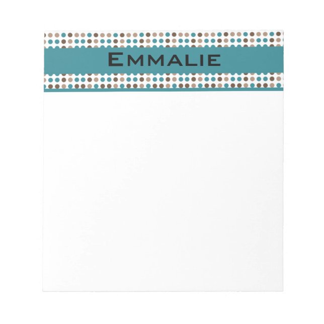 Cuaderno de notas personalizado con lunares azul t (Frente)