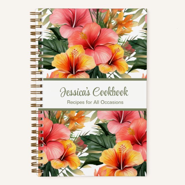 Cuaderno de notas personalizado de cocina con flor (Anverso)