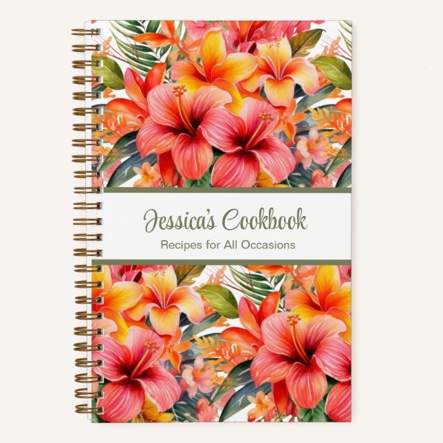 Cuaderno de notas personalizado de cocina con flor (Anverso)