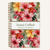 Cuaderno de notas personalizado de cocina con flor