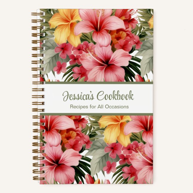 Cuaderno de notas personalizado de cocina con flor (Anverso)