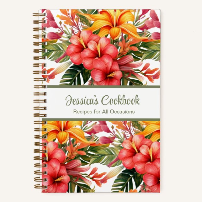 Cuaderno de notas personalizado de cocina con flor (Anverso)